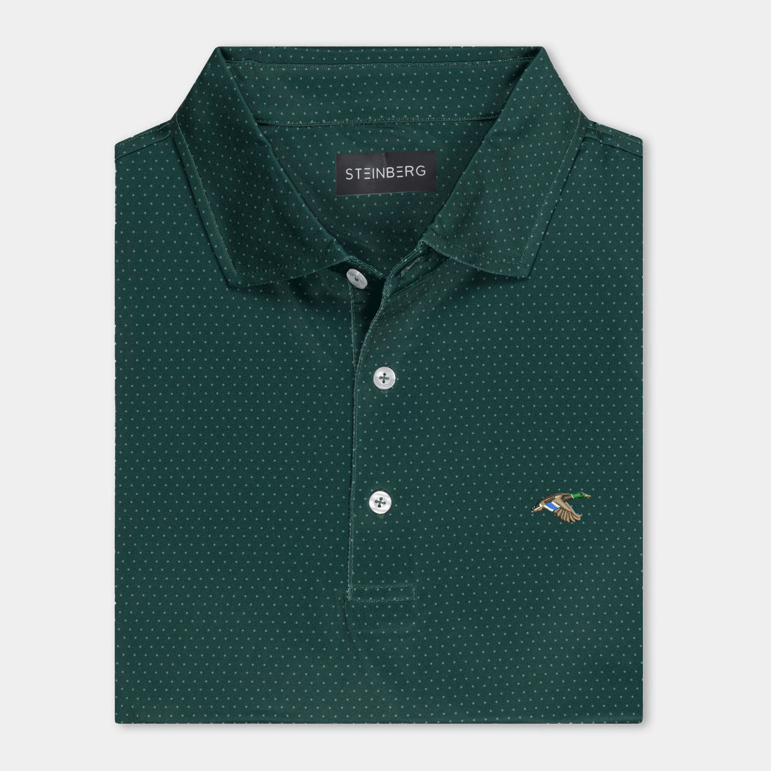 Steinberg Men's Hunter Green and Silver Performance Polo