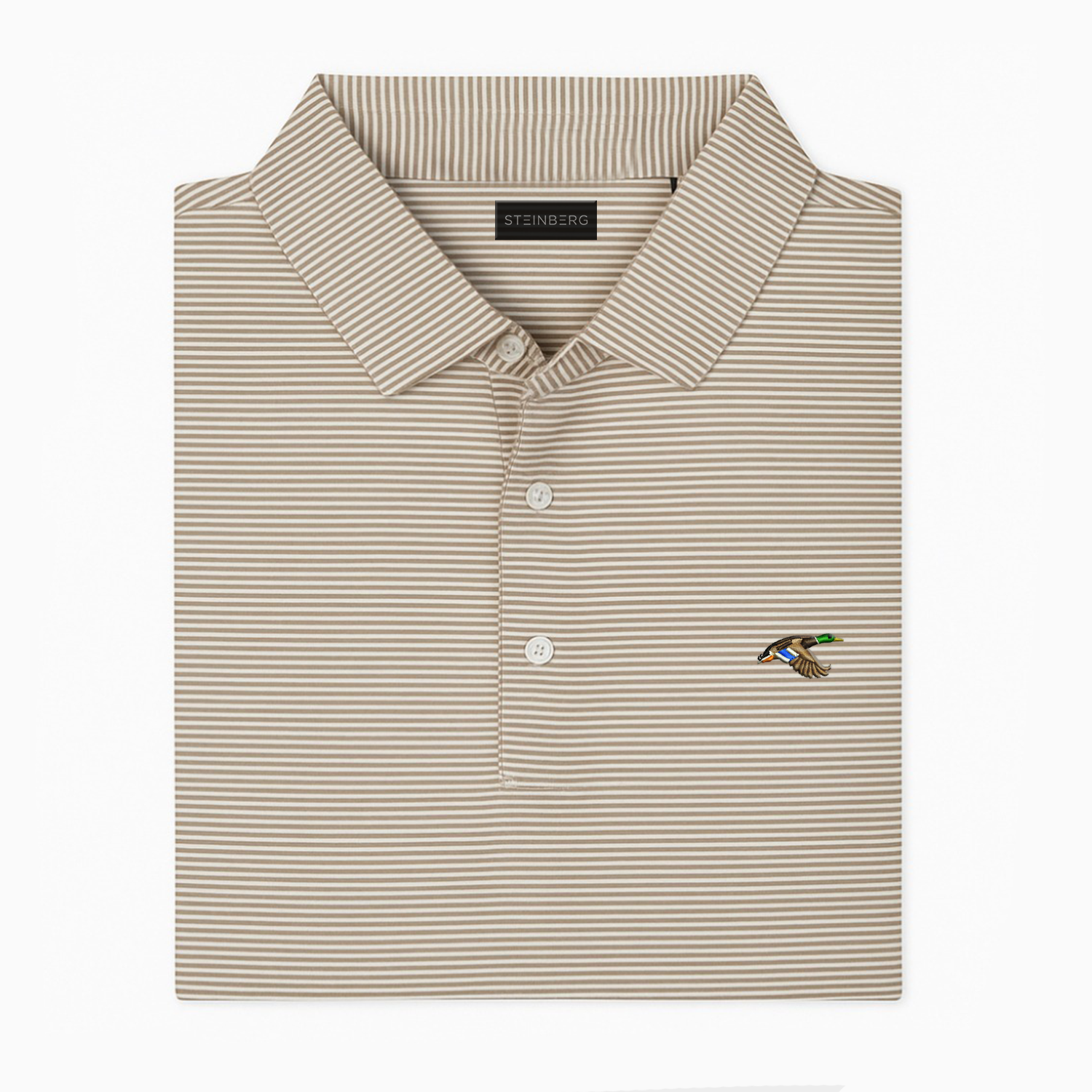 Steinberg Men's White and Khaki Performance Polo