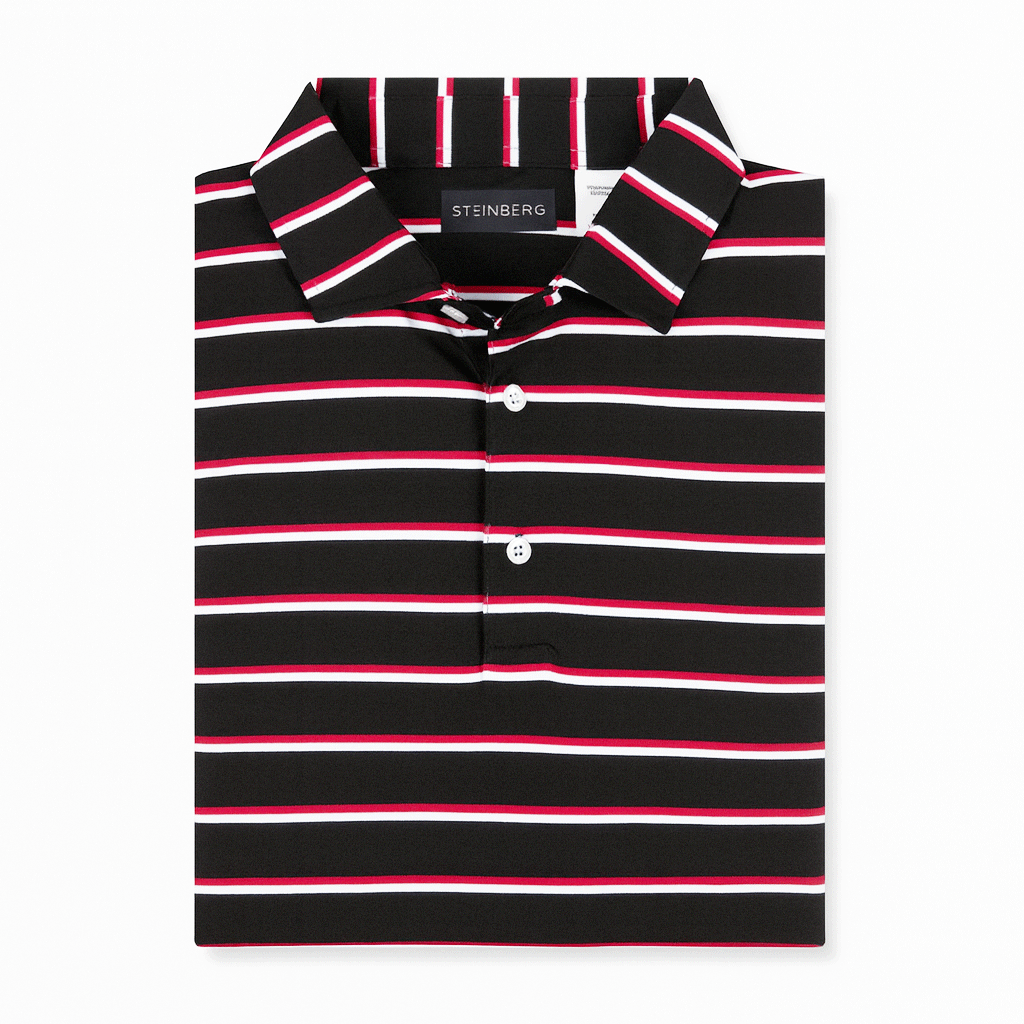 Steinberg Men's Black White Red Performance Polo