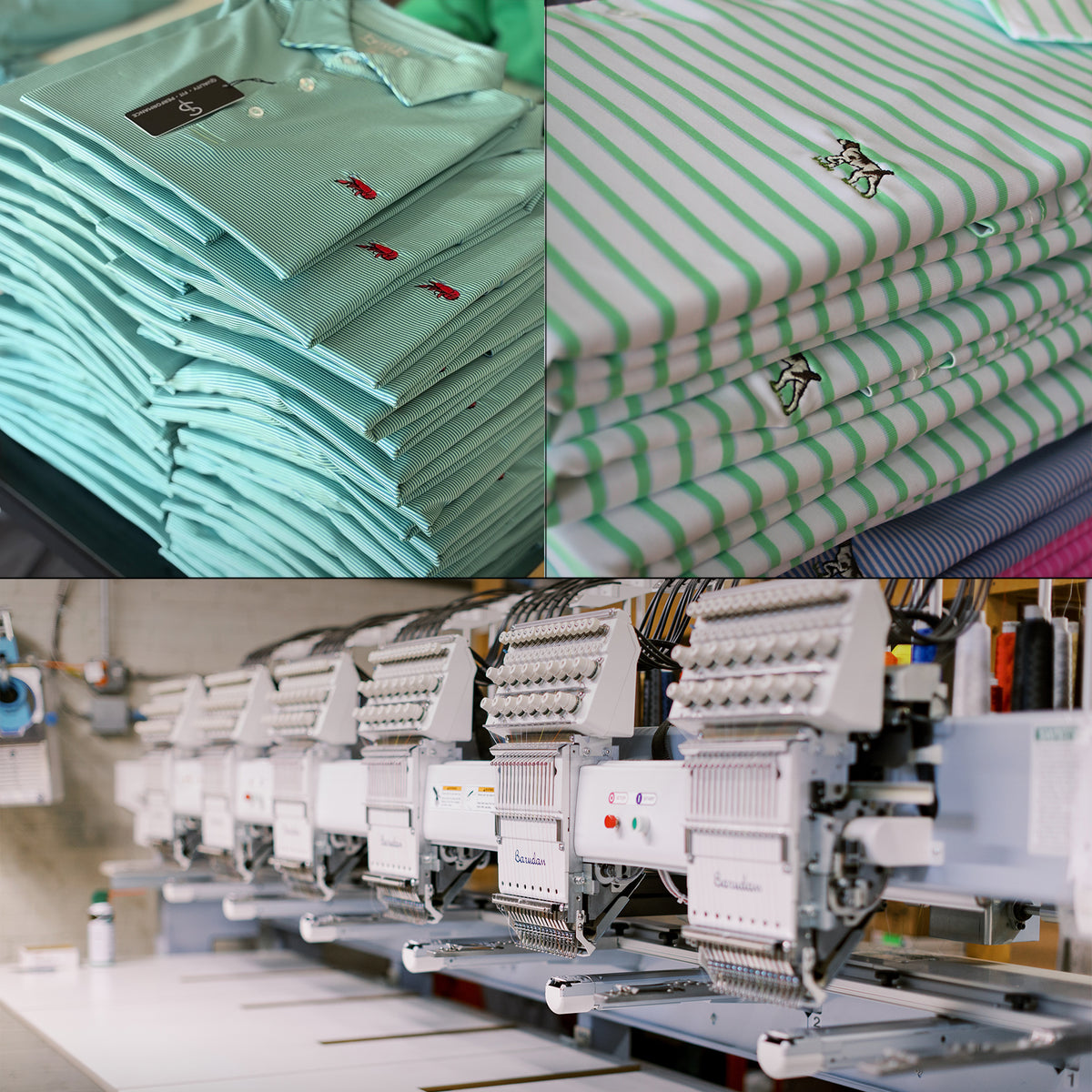 Private label samples and our embroidery machines
