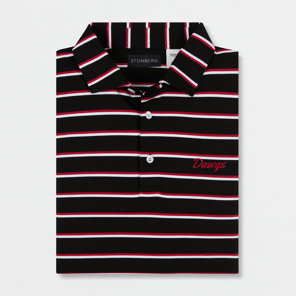 Steinberg Men's Black White Red Georgia Performance Polo