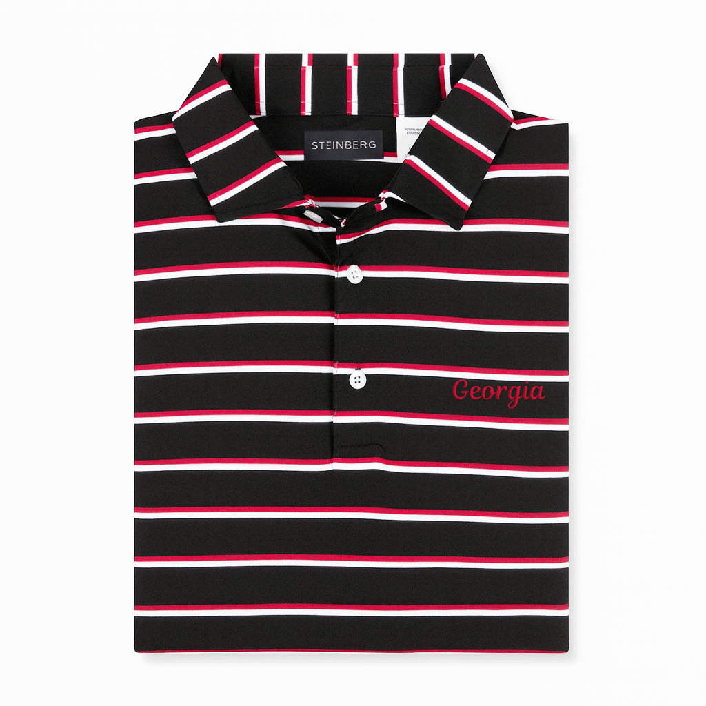 Steinberg Men's Black White Red Georgia Performance Polo