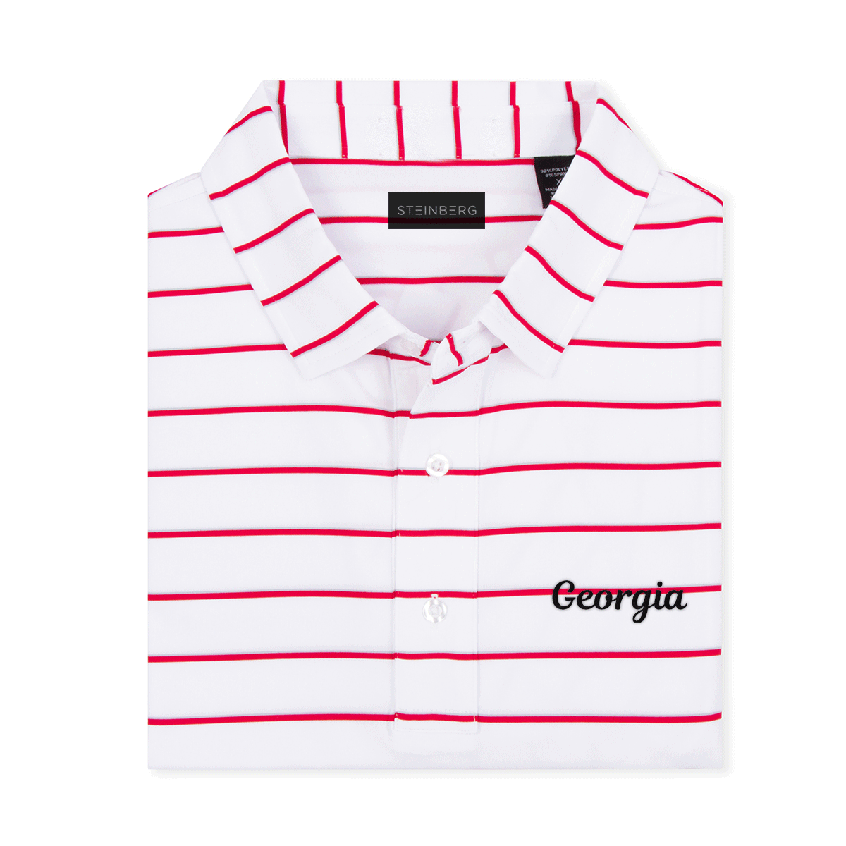 Steinberg Men's White Silver Red Georgia Performance Polo