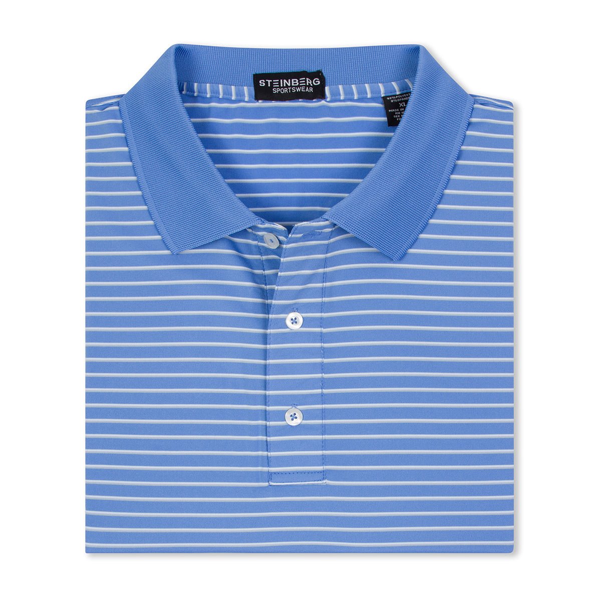 Sky Stripe Knit Collared Performance Polo - Steinberg Brand